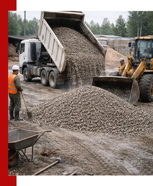 Мытый гравий с доставкой в Заинске от карьера до участка