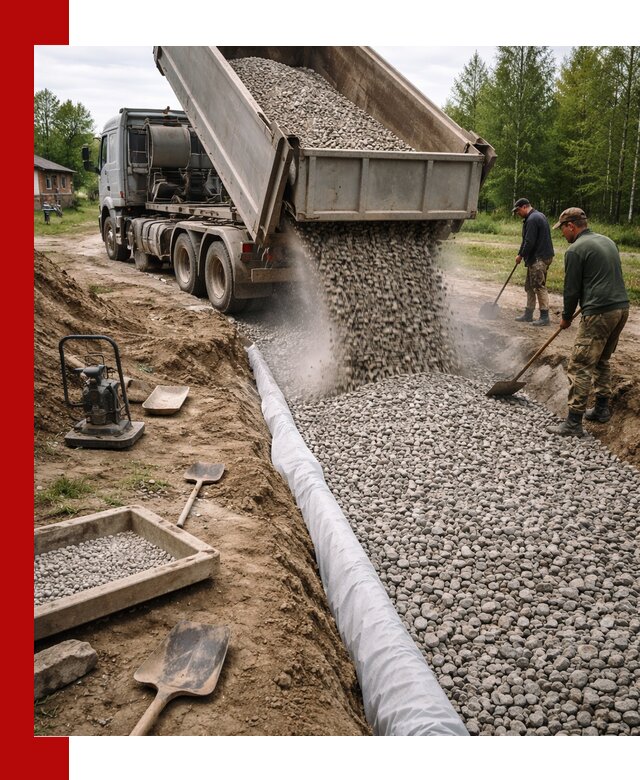 Гравий для дренажа с доставкой в Заинске качественный и недорогой