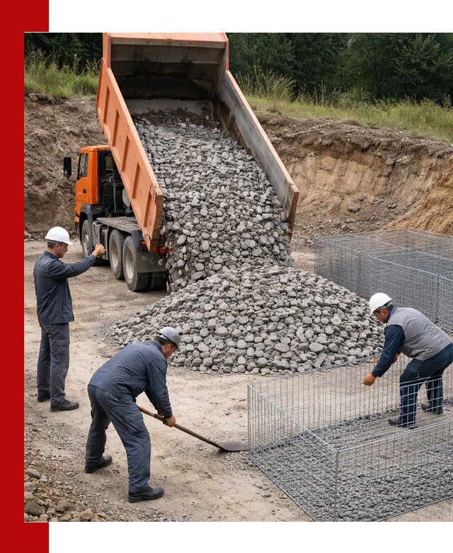 Камень для габионов с доставкой в Заинске быстро и надёжно