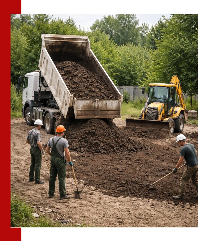 Доставка и укладка грунта для выравнивания участка в Заинске
