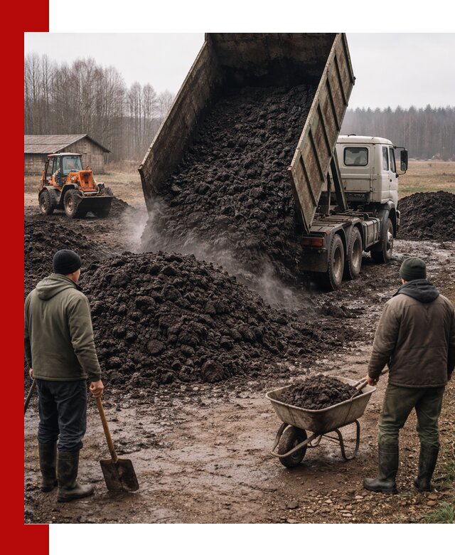 Доставка низинного торфа с разгрузкой и доставкой в Заинске