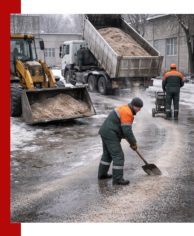 Реагент против гололеда с доставкой и нанесением в Заинске