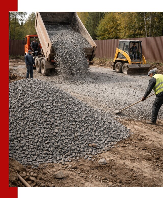 Отсыпка участка щебнем с доставкой и уплотнением в Заинске